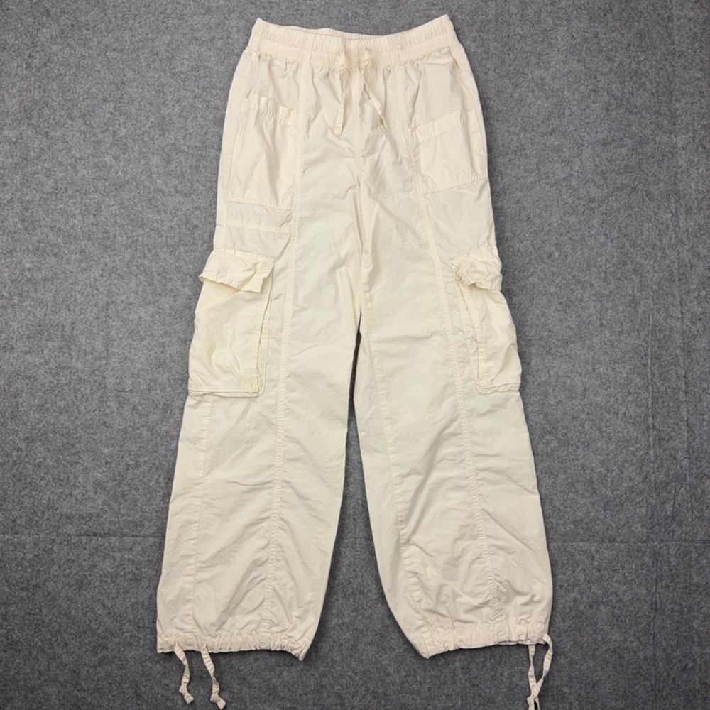 Aerie Cargo Pants Womens XS Cream Parachute Gorpcore Lightweight Wide Leg Y2K
